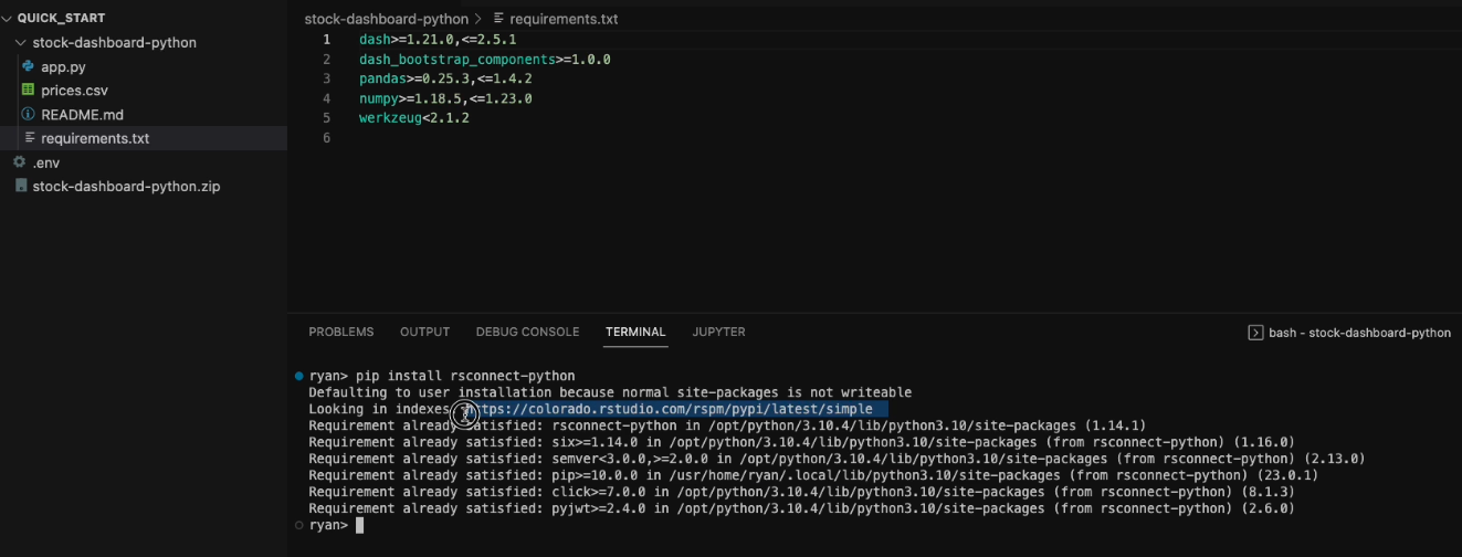 Requirements in VS Code
