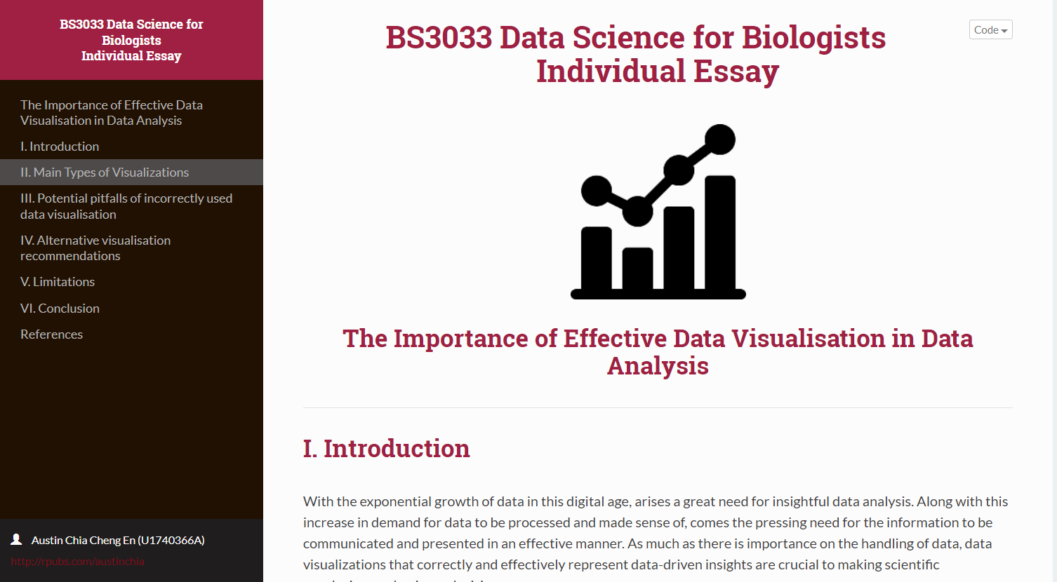 R Markdown website on Data Science for Biologists Individual Essay