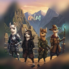 Four cartoon animal characters standing in adventurer outfits against a backdrop of mountainous terrain and ancient ruins. The game's name is displayed in stylized text above them.