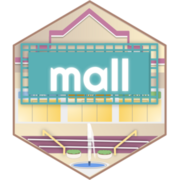 The hex sticker for the mall package: an interior of a mall.