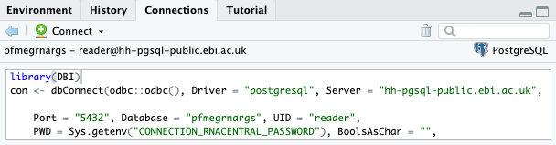 A disconnected connection in the Connections pane