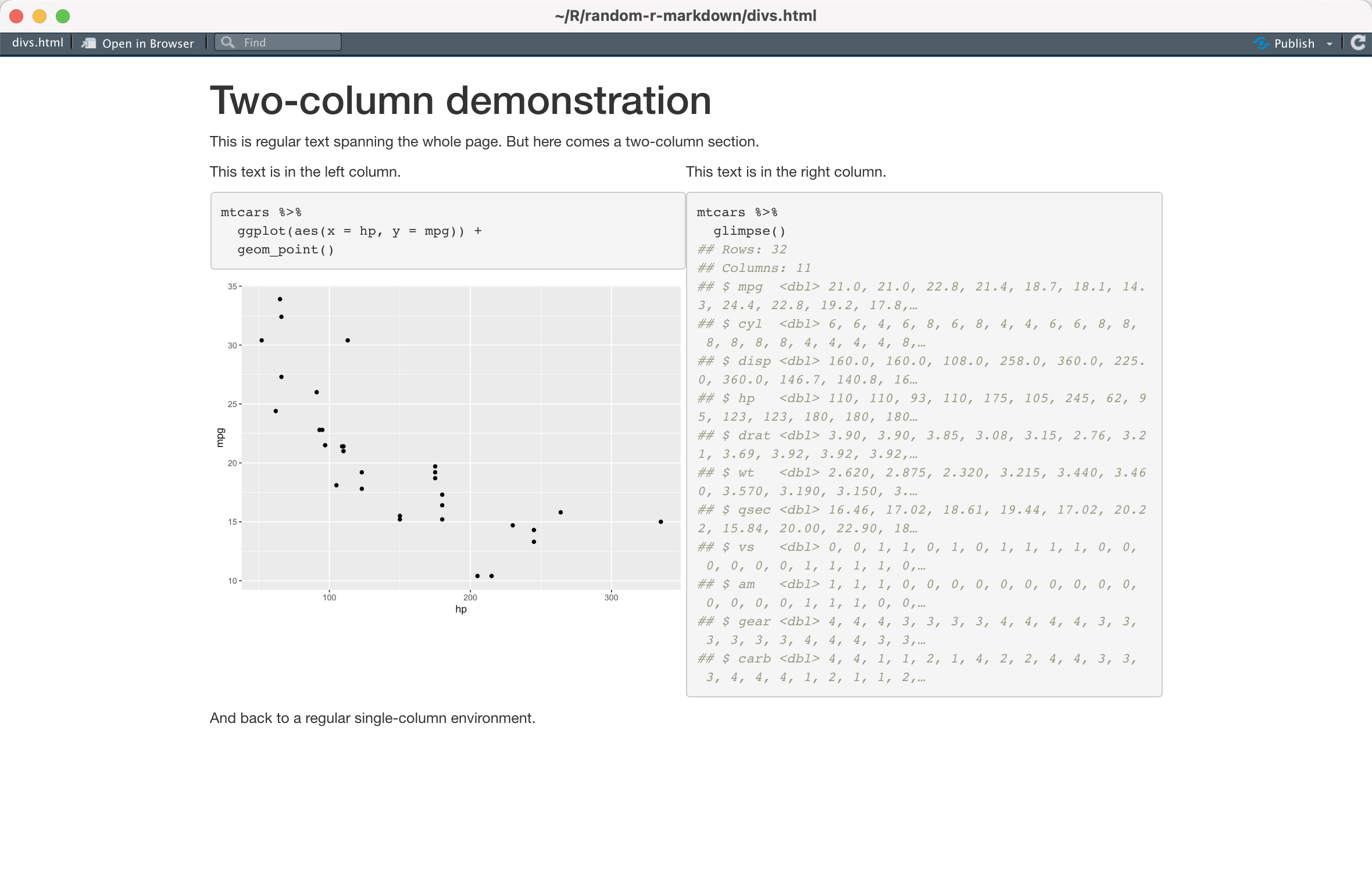Rendered R Markdown document with two columns of text.