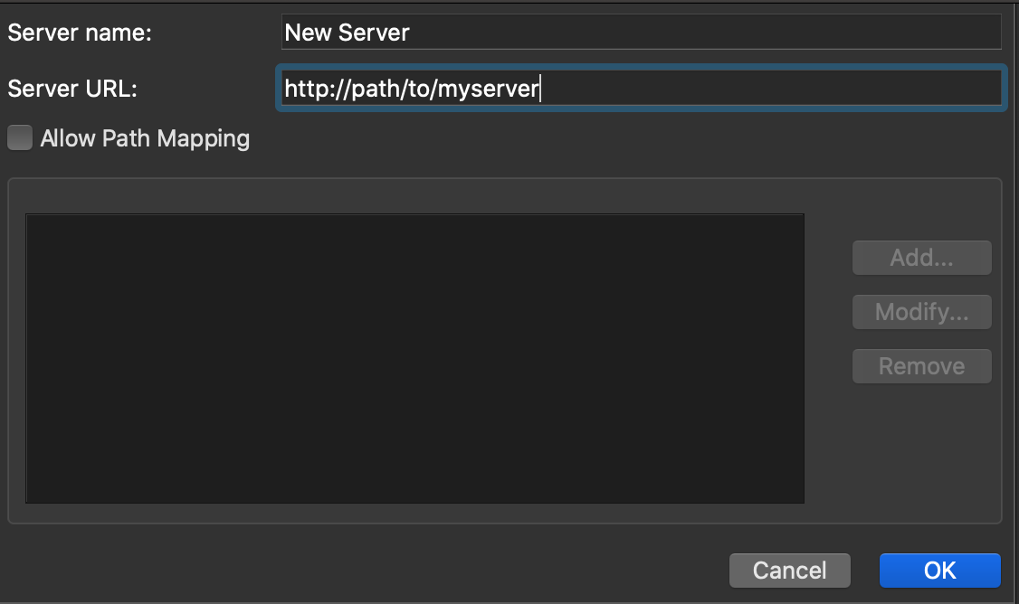 The Add Session Server Dialog