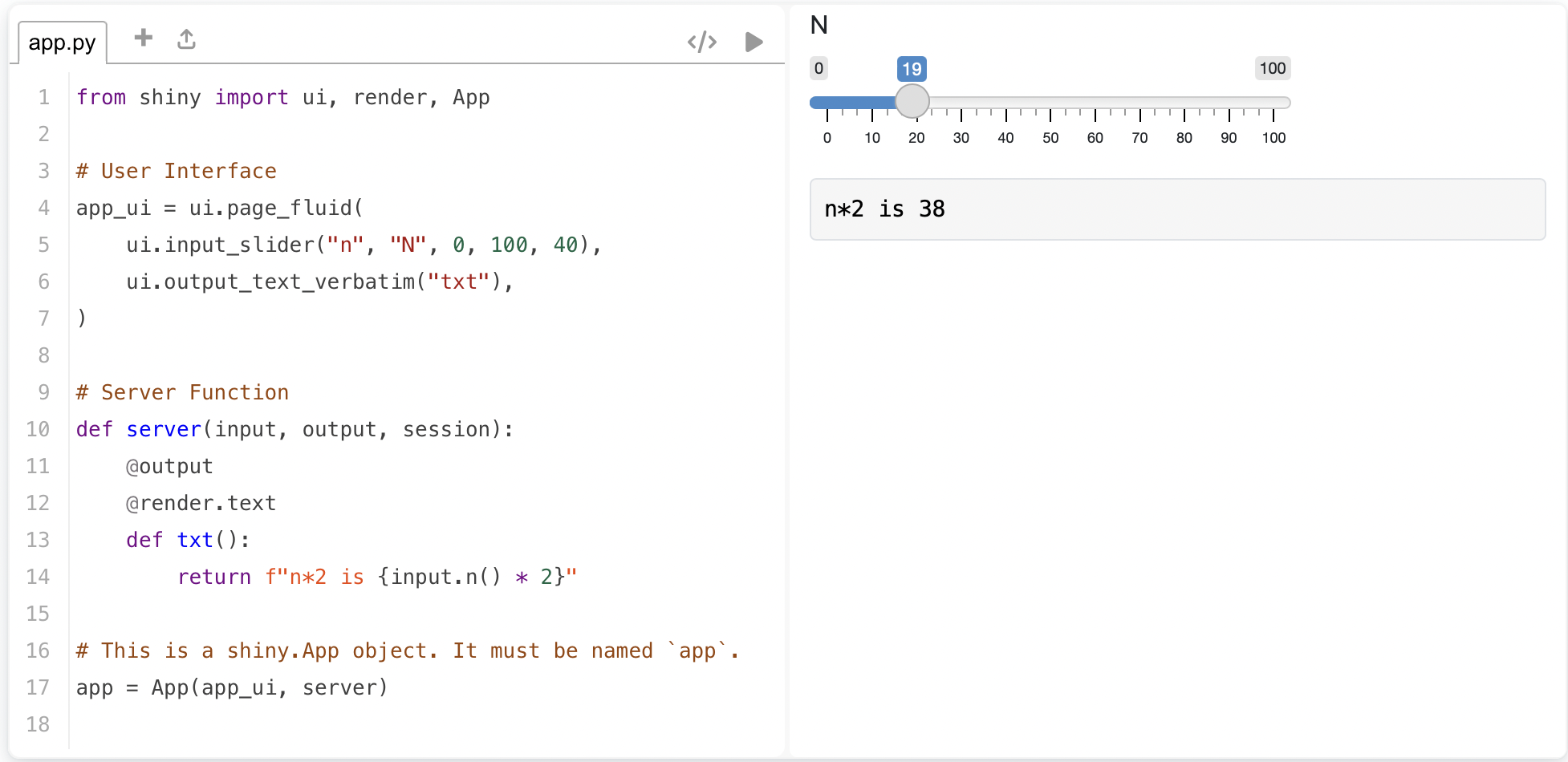 Shiny user interface with a multiplication app