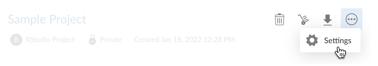 Going into the Settings of a sample project