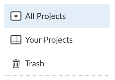 Projects navigation pane