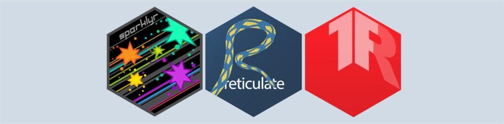 Connectivity Packages hex logos on blue background