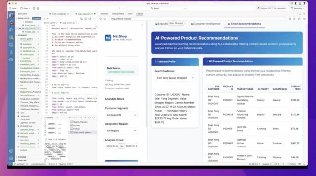 screenshot from Personalized Marketing and Recommendation Engines at Scale with Posit & Databricks product demo
