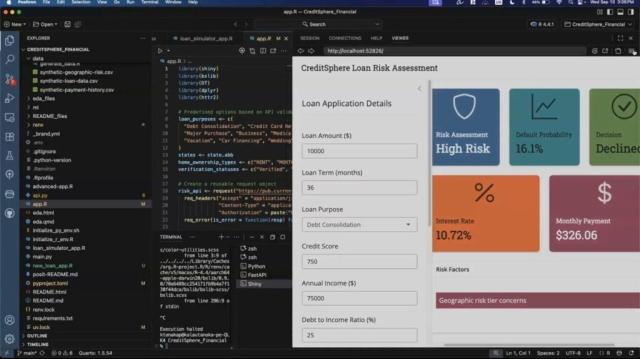 screenshot from Financial Risk Modeling and Credit Scoring with Posit product demo