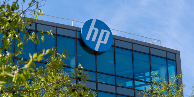 A building with the HP logo
