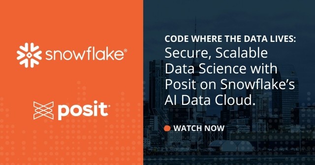 Code Where the Data Lives: Secure, Scalable Data Science with Posit on Snowflake’s AI Data Cloud webinar thumbnail
