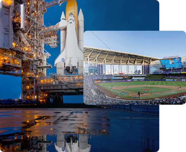 space shuttle and baseball field background image