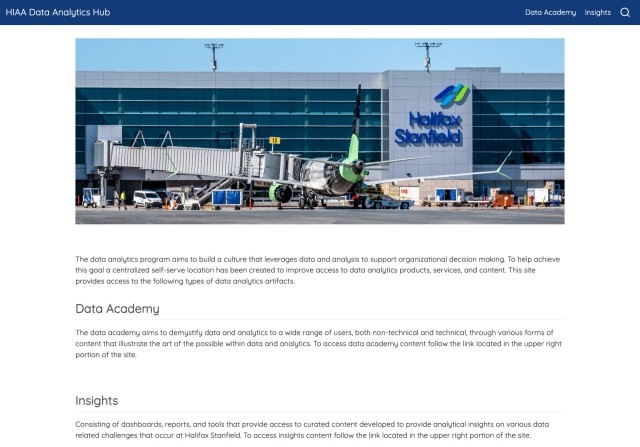 A screengrab of halifax analytics hub