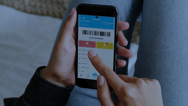 An iphone screen showing the air miles app.