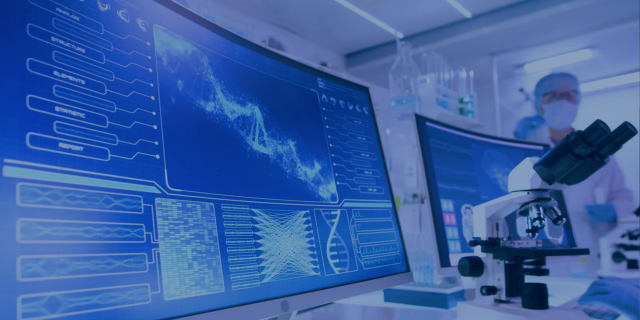 Lab data displayed on computer screens