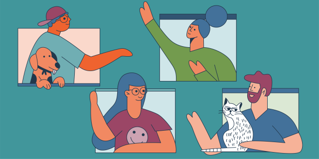 Illustration of people chatting from screens