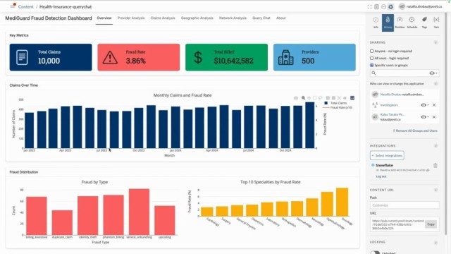 screenshot from Fraud Detection and Claims Analytics with Posit demo