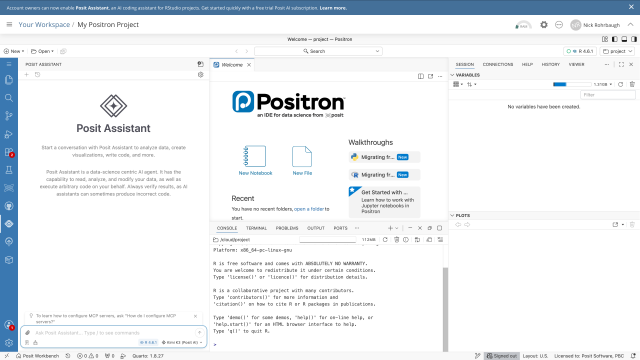 the Positron UI on Posit Cloud