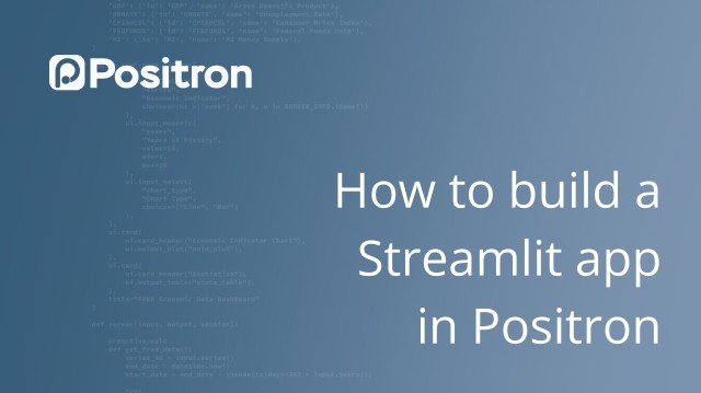 How to build a Streamlit app in Positron
