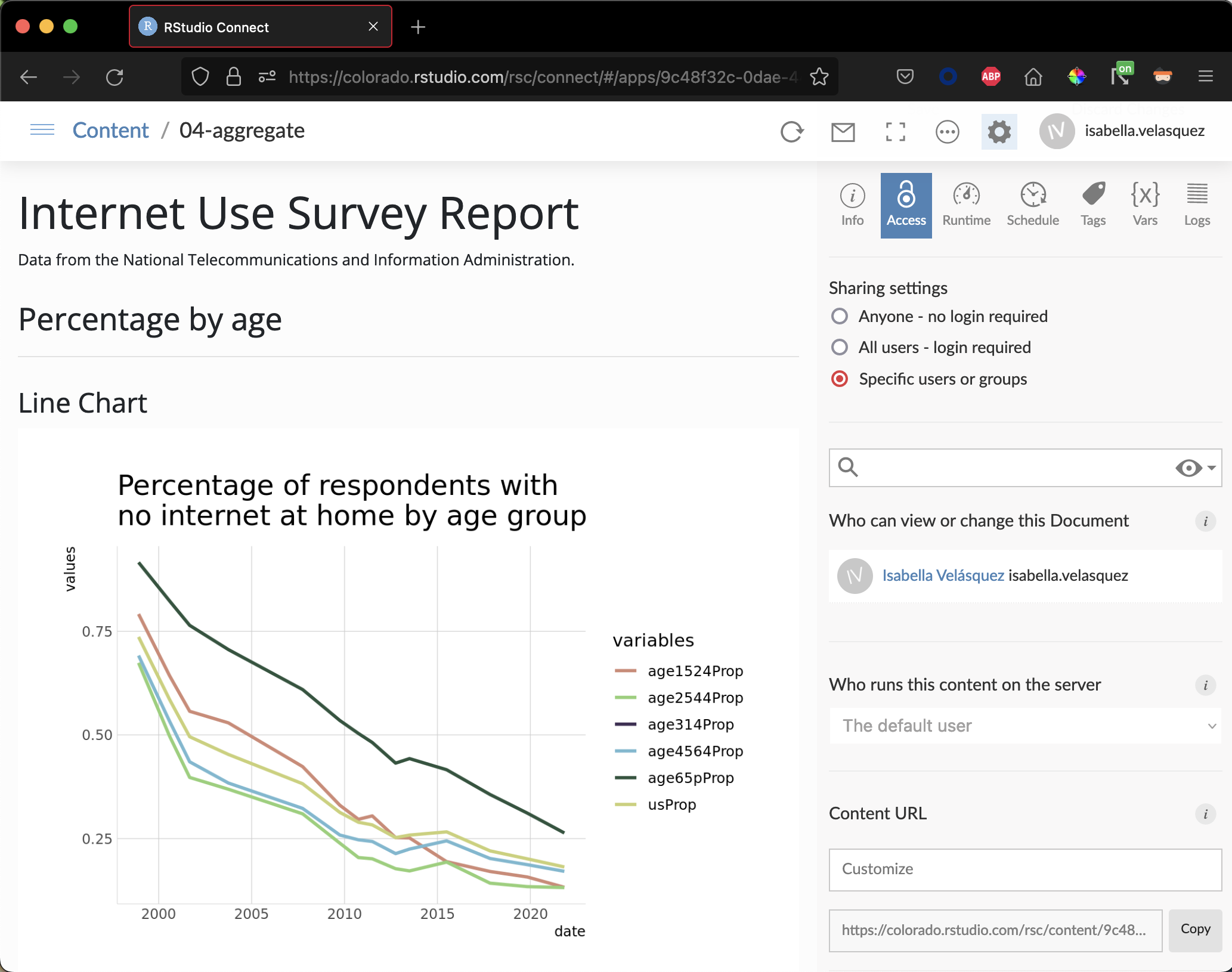 Options for security on an app that changes who gets to access the report on RStudio Connect