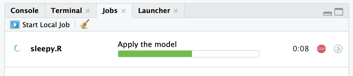 Job progress bar showing section progress