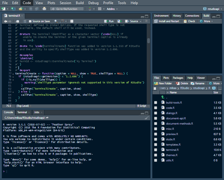 Super Dark IDE Theme, R-Studio, Inverted Color