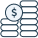finance icon with stacks representing money using $ symbol