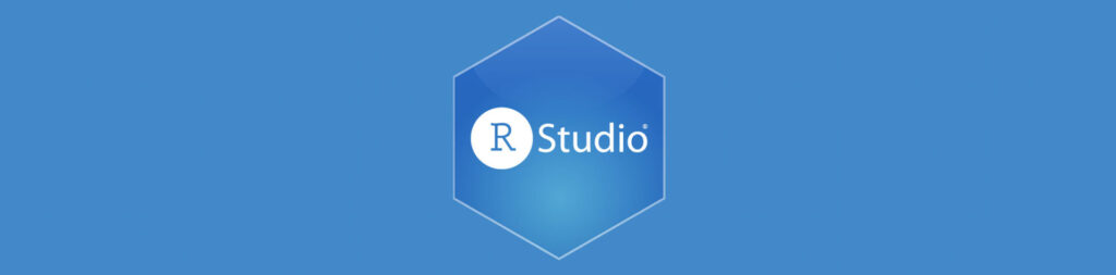 rstudio hex sticker on blue background