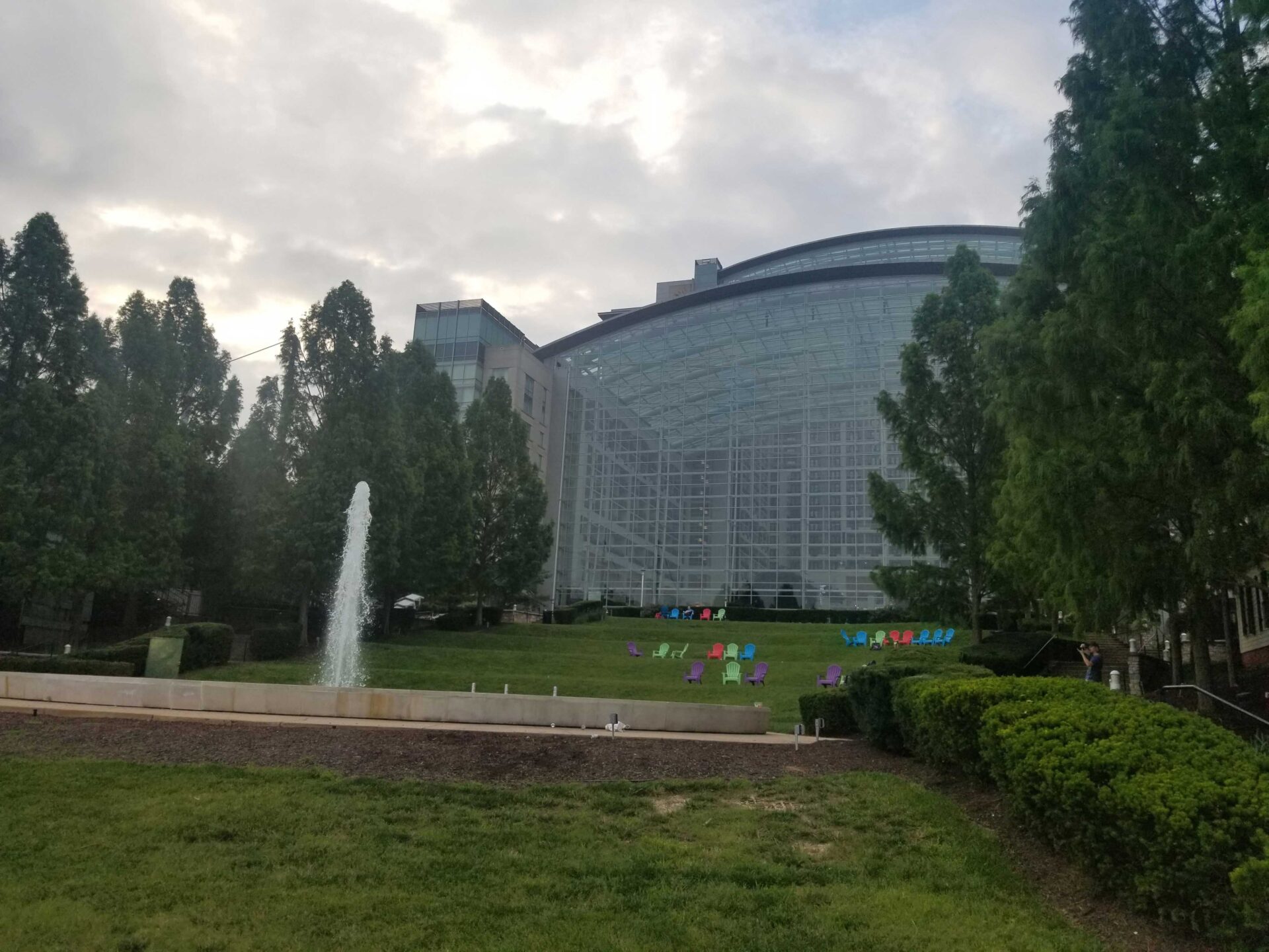 exterior view of Gaylord National Harbor on cloudy day