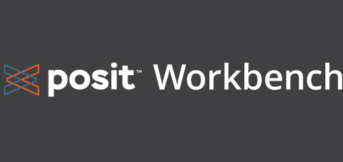 Posit Workbench logo on dark gray background