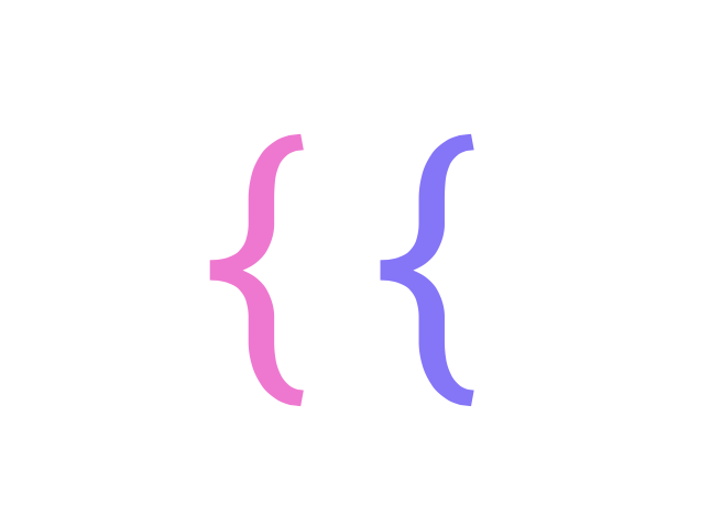 Two curly brackets in different colors