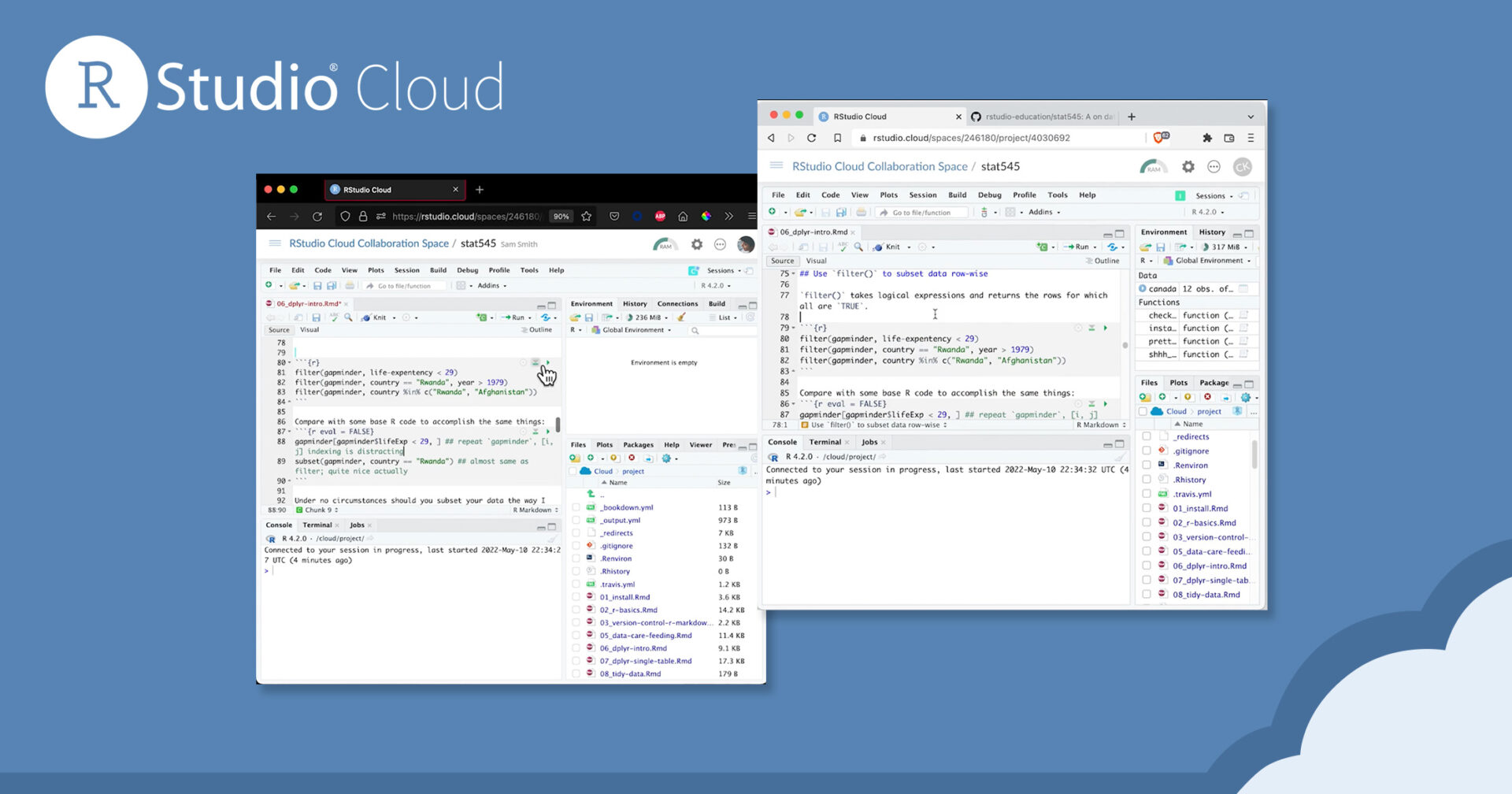 Real-time collaborative editing on RStudio Cloud - Posit