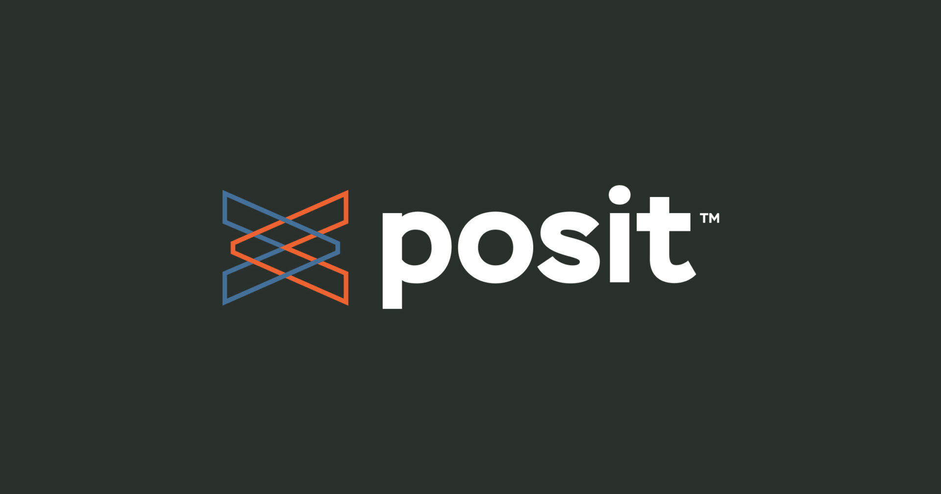 Posit logo that consists of two terminal carets facing opposite directions intersecting and the word posit next to the logo.