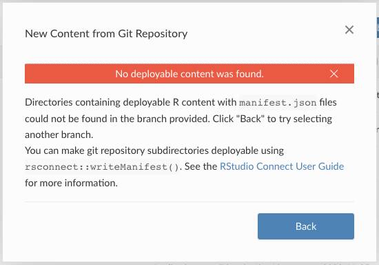No deployable content was found error message