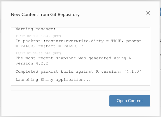 New content from Git repository popup with progress showing.