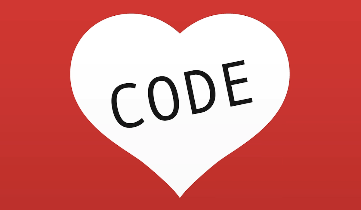 the word code in a heart