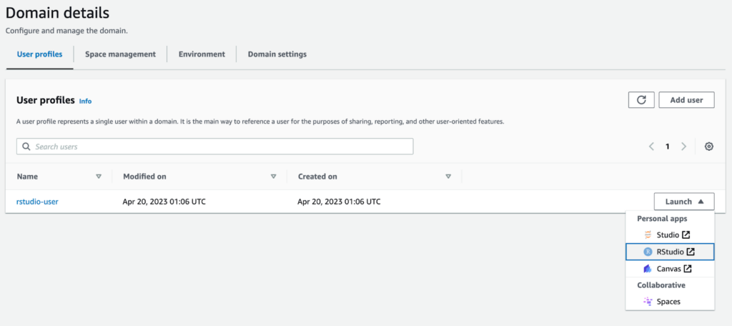 Configuring a SageMaker domain for RStudio