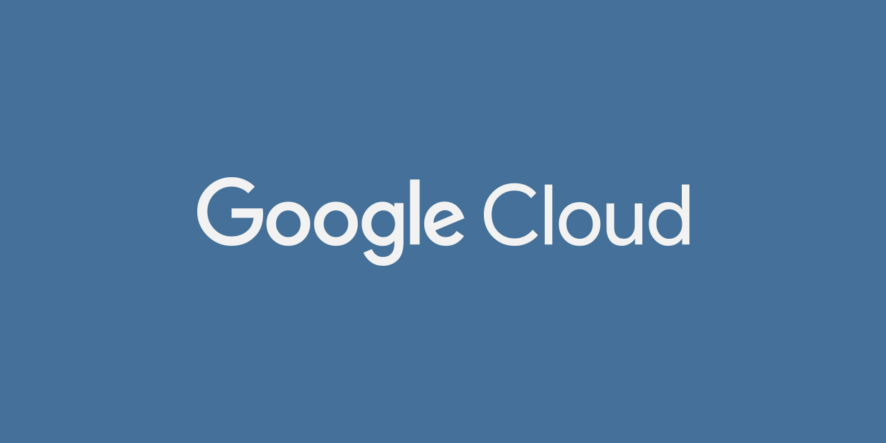 Text: Google Cloud in white text on solid blue background