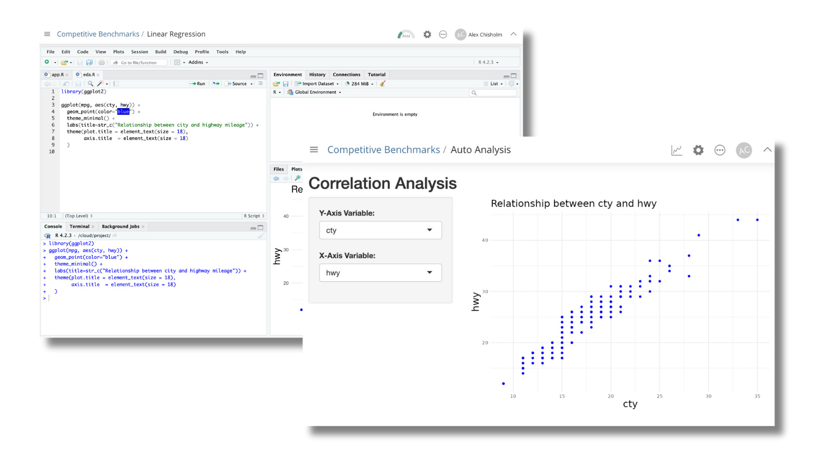 Code in Posit Cloud and a published Shiny app