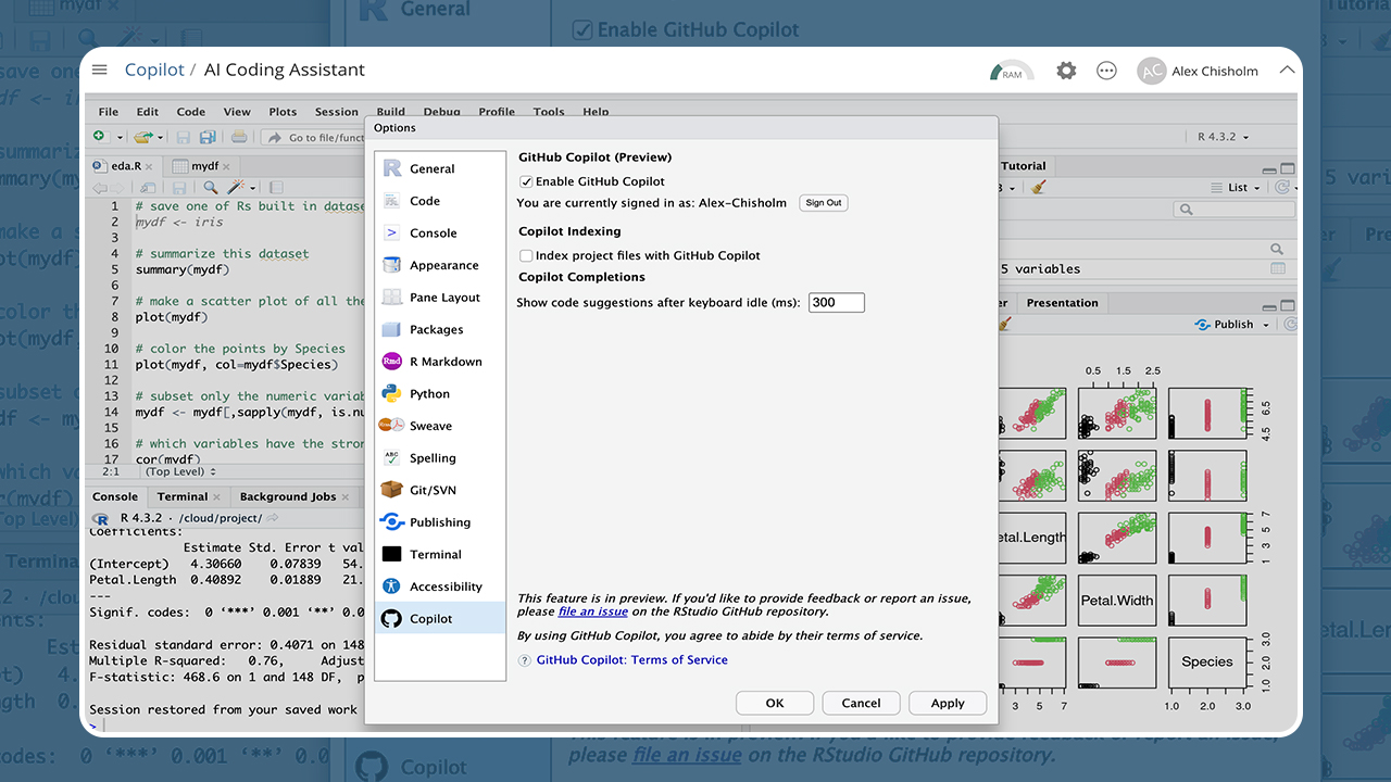 GitHub Copilot on Posit Cloud