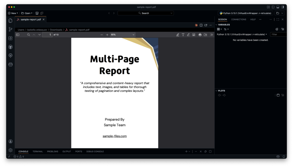 PDF viewer in Positron